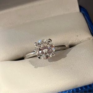 Moissanite Solitaire Ring 2CT D Color VVS1 18K GP over 925 SS